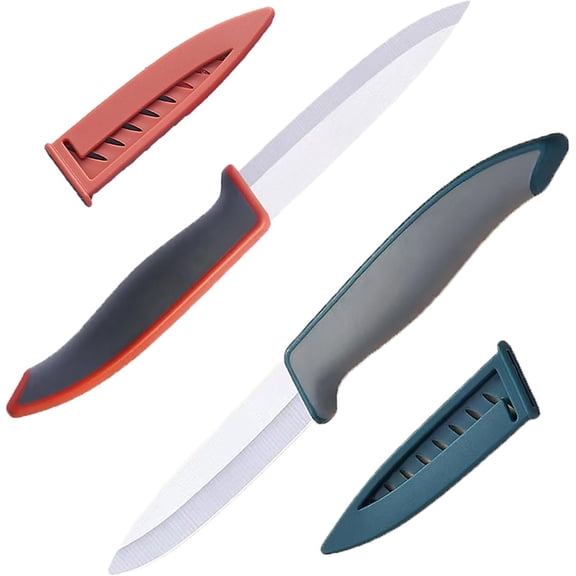 2 count Ultra Ceramic , 4 Inches Large , Safe Ceramic Rust-resistant Paring , Fruit , for Fruits, Meat Dishes, Cooked