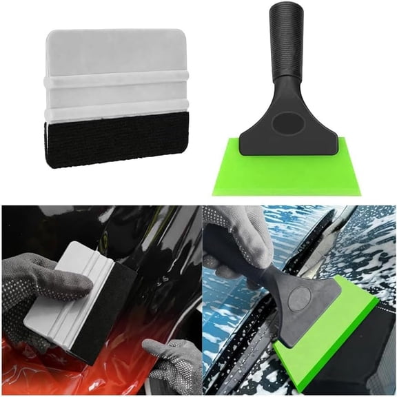 2 count Window Tint Kit Tools, Glass Protective Film Installation Tool, Auto Window Tint Scraper Vinyl Wrap Tool, Fit (Black/Green)
