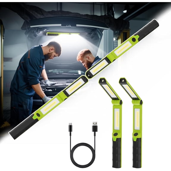 2 count Work Light ,2600ML LED Mechanic Lights, Rechargeable Light, Underhood Light with Hooks for  Repairing/Garage/Workshop//Inspection