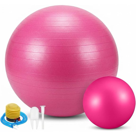 2 count Yoga Ball Exercise Ball for Yoga, 25 Inch Ball Anti-Burst Stability Ball for Women Pilates Physical Labor Birthing Fitness