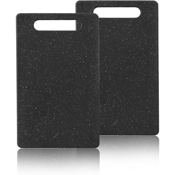 2 count mini plastic boards for the kitchen, in granite color, are suitable for preparation, fruit and vegetable .They feature an easy-to-hold design (6" x 10",Black)