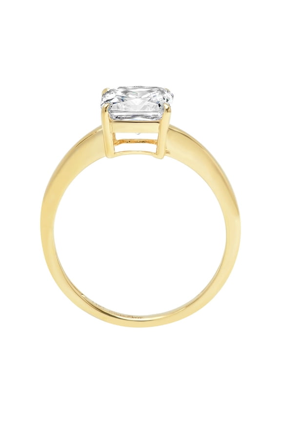 2 ct Asscher Cut Moissanite Solitaire Engagement Ring for Women in 14K Yellow Gold