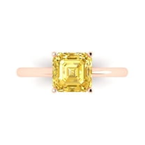 2 ctw Solitaire Anniversary Ring for Women | Asscher Cut Natural Citrine | Hyperallergenic Solid 18K Rose Gold