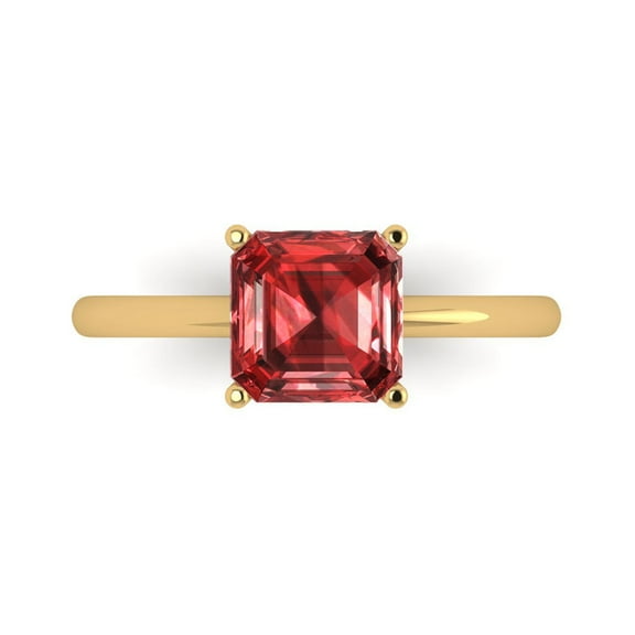 Solitaire Engagement Ring for Women - 2ct Natural Garnet in 14K Yellow Gold Promise Ring