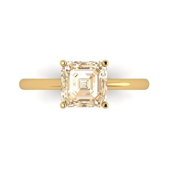 2 ct Asscher Cut Natural Morganite Solitaire Engagement Ring for Women in 18K Yellow Gold