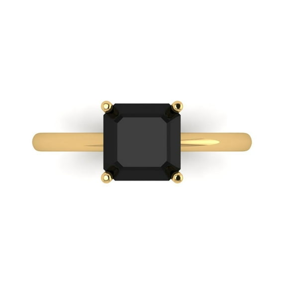 Clara Pucci 14K Yellow Gold 2ct Onyx Solitaire Ring for Women