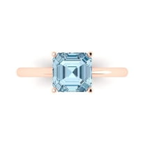 2 ctw Solitaire Anniversary Ring for Women | Asscher Cut Natural Sky Blue Topaz | Hyperallergenic Solid 18K Rose Gold