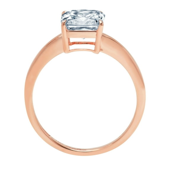 2 ct Asscher Cut Natural Sky Blue Topaz Solitaire Engagement Ring for Women in 14K Rose Gold