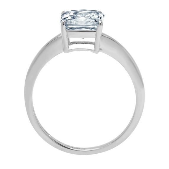2 ct Asscher Cut Natural Swiss Blue Topaz Solitaire Engagement Ring for Women in 18K White Gold