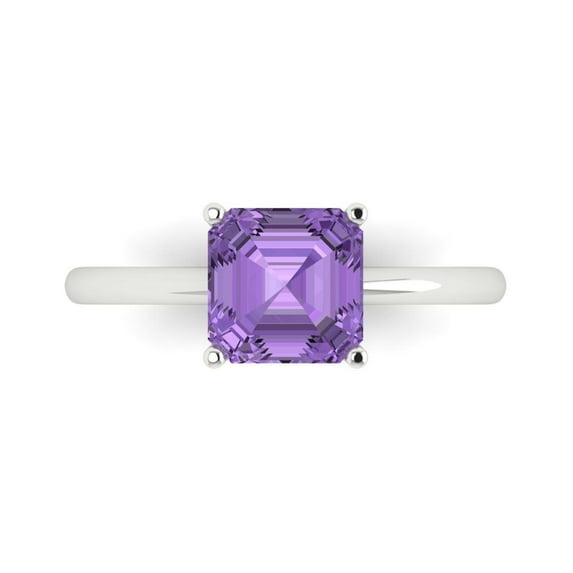 Clara Pucci 14K White Gold 2ct Alexandrite Solitaire Ring for Women