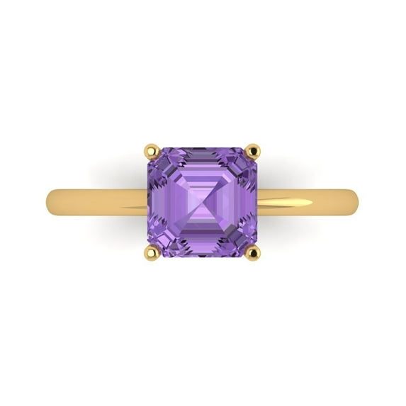 Clara Pucci 14K Yellow Gold 2ct Alexandrite Solitaire Ring for Women