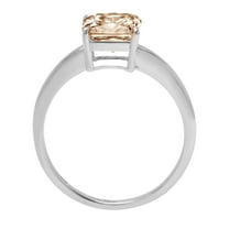 2 ct Asscher Cut Simulated Champagne Diamond Solitaire Engagement Ring for Women in 18K White Gold
