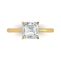 2 ctw Solitaire Anniversary Ring for Women | Asscher Cut Zirconia Diamond | Hyperallergenic Solid 18K Yellow Gold