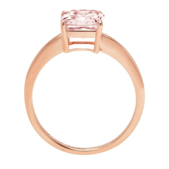 2 ct Asscher Cut Simulated Pink Diamond Solitaire Engagement Ring for Women in 14K Rose Gold
