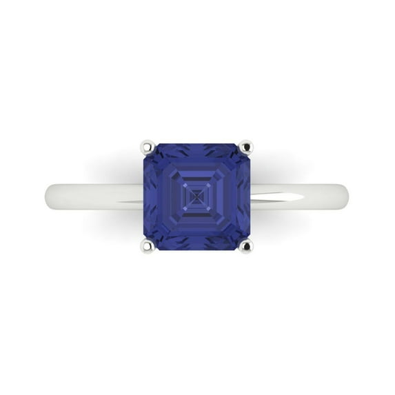 Clara Pucci 14K White Gold 2ct Tanzanite Solitaire Ring for Women