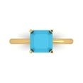 thumbnail image 1 of 2 ct Asscher Cut Simulated Turquoise Solitaire 14K Yellow Gold Womens Engagement Ring, 1 of 5