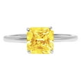 thumbnail image 1 of 2 ct Asscher Cut Simulated Yellow Diamond Solitaire 14K White Gold Womens Engagement Ring, 1 of 3