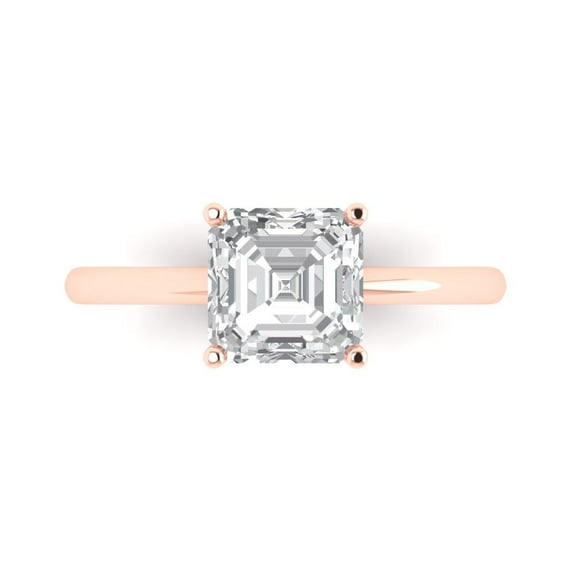 Clara Pucci 14K Rose Gold 2ct WhiteSapphire Solitaire Ring for Women