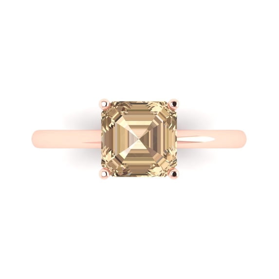 Clara Pucci 14K Rose Gold 2ct YellowMoissanite Solitaire Ring for Women