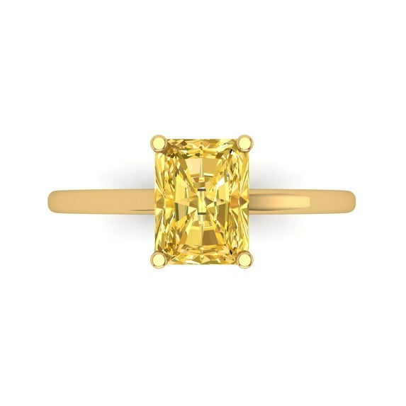 Solitaire Engagement Ring for Women - 2ct Natural Citrine in 14K Yellow Gold Promise Ring