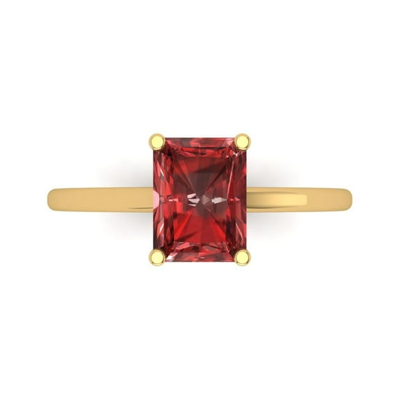 Solitaire Engagement Ring for Women - 2ct Natural Garnet in 14K Yellow Gold Promise Ring