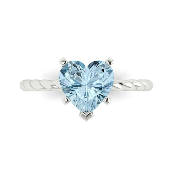 Solitaire Engagement Ring for Women - 2ct Natural Sky Blue Topaz in 14K White Gold Promise Ring