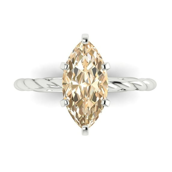 Solitaire Engagement Ring for Women - 2ct Natural Morganite in 14K White Gold Promise Ring