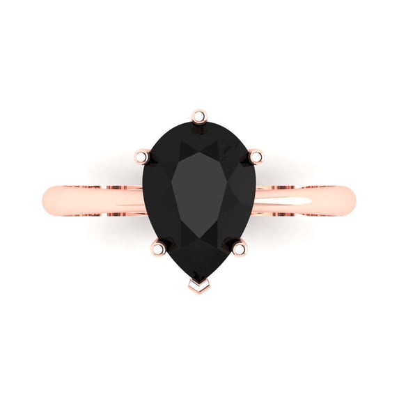 Solitaire Engagement Ring for Women - 2ct Natural Onyx in 14K Rose Gold Promise Ring