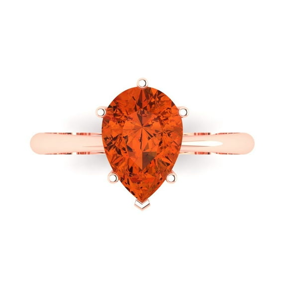 Solitaire Engagement Ring for Women - 2ct Simulated Red Diamond in 14K Rose Gold Promise Ring
