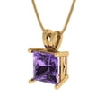 thumbnail image 1 of 2 ct Brilliant Princess Cut Solitaire Alexandrite 14k Yellow Solid Gold Everyday Affordable Designer Necklace Pendant with 16" Chain, 1 of 7