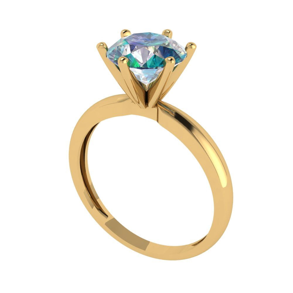 2 Ct Simulated Diamond 14K Rose Gold Halo Engagement Ring - Round Brilliant Cut, Solitaire With Accents, Lab-Created