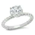 thumbnail image 1 of 2 ct Brilliant Round Cut Genuine Cultured Diamond VS1-VS2 I-J 14K White Gold Solitaire Promise Wedding Statement Engagement Designer Ring size 5, 1 of 7