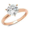 thumbnail image 1 of 2 ct Brilliant Round Cut Genuine Cultured Diamond VS1-VS2 J-K 18K Rose Gold Solitaire Promise Wedding Statement Engagement Designer Ring size 4.5, 1 of 7