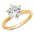 thumbnail image 1 of 2 ct Brilliant Round Cut Real Genuine Natural Diamond SI1-SI2 G-H 18K Yellow Gold Solitaire Promise Wedding Statement Engagement Designer Ring size 7.5, 1 of 5