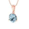 thumbnail image 1 of 2 ct Brilliant Round Cut Solitaire Natural Sky Blue Topaz 14k Rose Solid Gold Everyday Affordable Designer Necklace Pendant with 18" Chain, 1 of 6