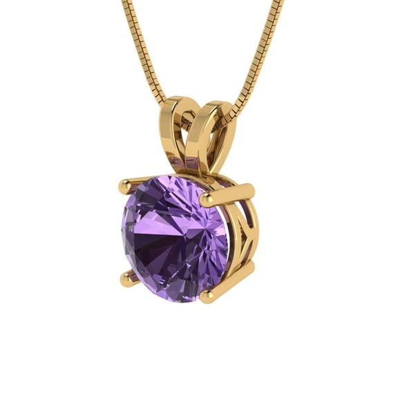 2 ct Brilliant Round Cut Solitaire Alexandrite 14k Yellow Solid Gold Everyday Affordable Designer Necklace Pendant with 16" Chain