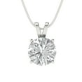 thumbnail image 1 of 2 ct Brilliant Round Cut Solitaire Moissanite 14k White hypoallergenic Solid gold Designer Everyday Affordable Dainty Necklace Pendant with 16" Chain, 1 of 6