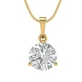 thumbnail image 1 of 2 ct Brilliant Round Cut Solitaire VVS1 Genuine White Sapphire Solid 14k Yellow Solid Gold Everyday Affordable Designer Necklace Pendant with 16" Solid Gold Chain by Clara Pucci, 1 of 6