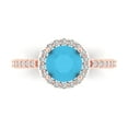 thumbnail image 1 of Halo Engagement Ring for Women - 1.86ct Simulated Turquoise in 18K Rose Gold Promise Ring, 1 of 6