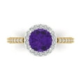thumbnail image 1 of Halo Engagement Ring for Women - 1.86ct Natural Amethyst in 14K White/Yellow Gold Promise Ring, 1 of 8