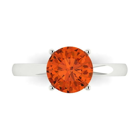 Solitaire Engagement Ring for Women - 2ct Simulated Red Diamond in 14K White Gold Promise Ring