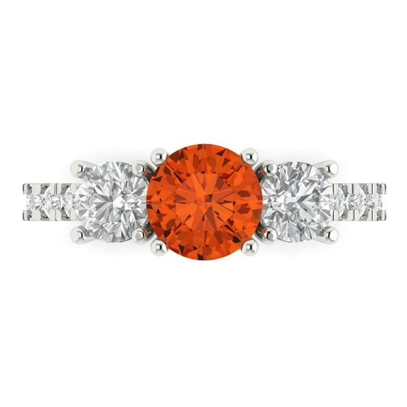 Three-Stone Engagement Ring for Women - 1.97ct Simulated Red Diamond in 14K White Gold Promise Ring