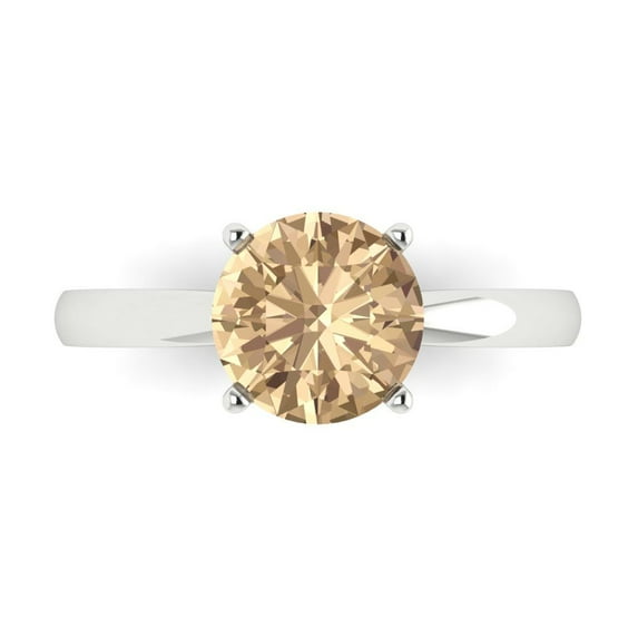 Solitaire Engagement Ring for Women - 2ct Yellow Moissanite in 14K White Gold Promise Ring