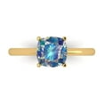 thumbnail image 1 of 2 ctw Solitaire Anniversary Ring for Women | Cushion Cut Blue Moissanite | Hyperallergenic Solid 14K Yellow Gold, 1 of 5