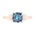 thumbnail image 1 of 2 ct Cushion Cut Blue Moissanite Solitaire Engagement Ring for Women in 18K Rose Gold, 1 of 5