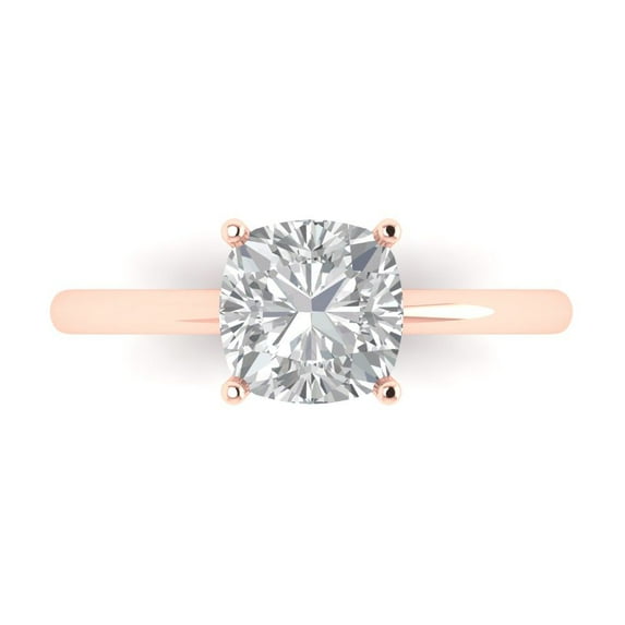 Clara Pucci 14K Rose Gold 2ct Moissanite Solitaire Ring for Women
