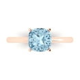 thumbnail image 1 of Clara Pucci 14K Rose Gold Solid Gold Aquamarine Solitaire Anniversary Ring for Women - 2 cttw Cushion Cut, 1 of 7