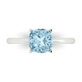 thumbnail image 1 of Clara Pucci 14K White Gold Solid Gold Aquamarine Solitaire Anniversary Ring for Women - 2 cttw Cushion Cut, 1 of 7