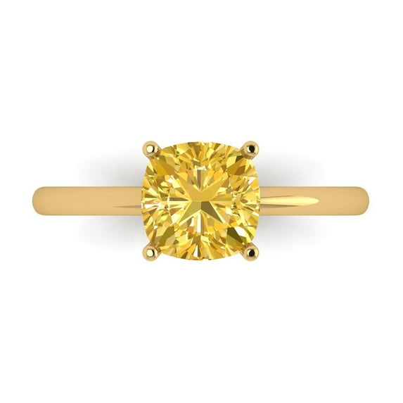 Clara Pucci 14K Yellow Gold 2ct Citrine Solitaire Ring for Women
