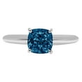 thumbnail image 1 of 2 ct Cushion Cut Natural London Blue Topaz Solitaire 14K White Gold Womens Engagement Ring, 1 of 3